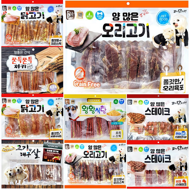강아지간식 양많은 대용량 수제간식 300g 닭가슴살 오리고기 연어스테이크 개껌 고구마 건조간식, 07. 300g 오리고기 오리스틱, 1개