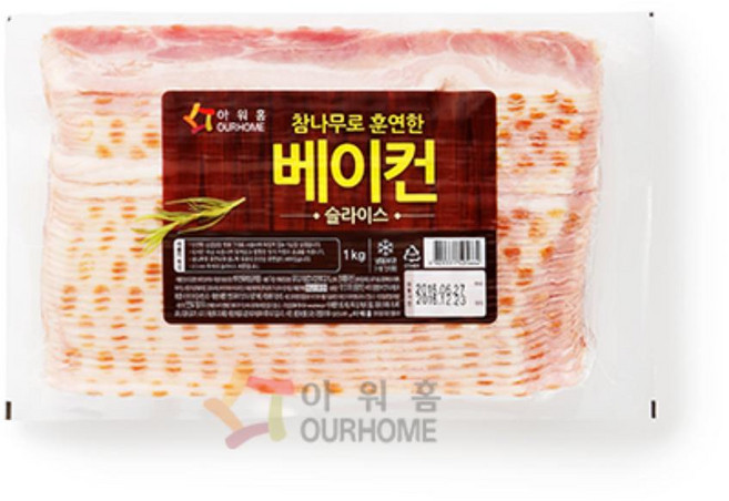 아워홈 행복한맛남 참나무로 훈연한 베이컨 슬라이스, 1개, 1kg