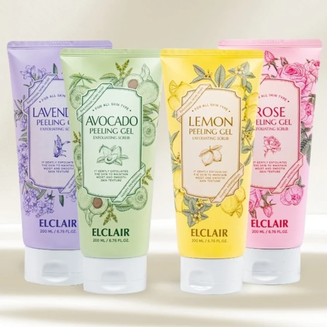 NEW 엘클레어 페이스+바디 필링젤 시즌2 4개세트 #스크럽#각질제거#피부저자극0.00#임상완료, 라벤더4개, 4개, 200ml - 쿠팡