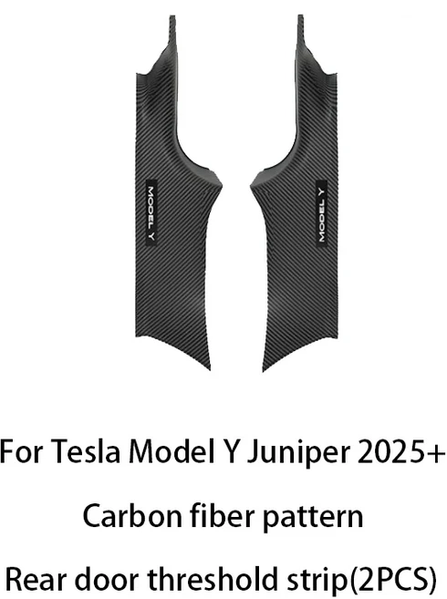 24 8Pcs Tesla Model Y Juniper 2025 + ABS 전면 후면 도어 씰 프로텍터 임계 값 스트립 안티 킥 가드 패널, 02 After Carbon pattern