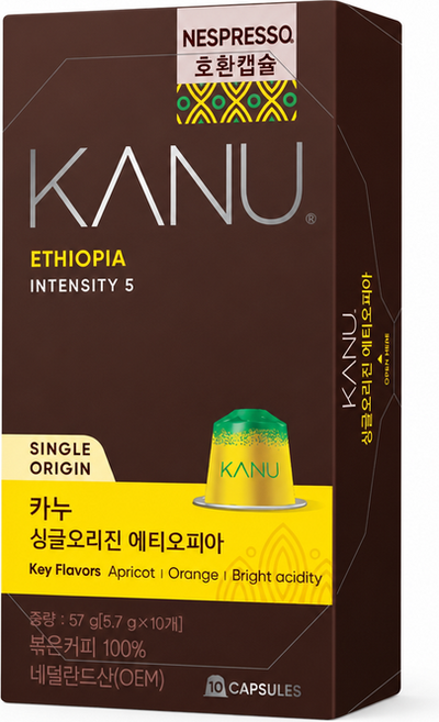 카누 싱글오리진 에티오피아 네스프레소호환 캡슐커피 (5.7G*10입), 5.7g, 1개, 10개입