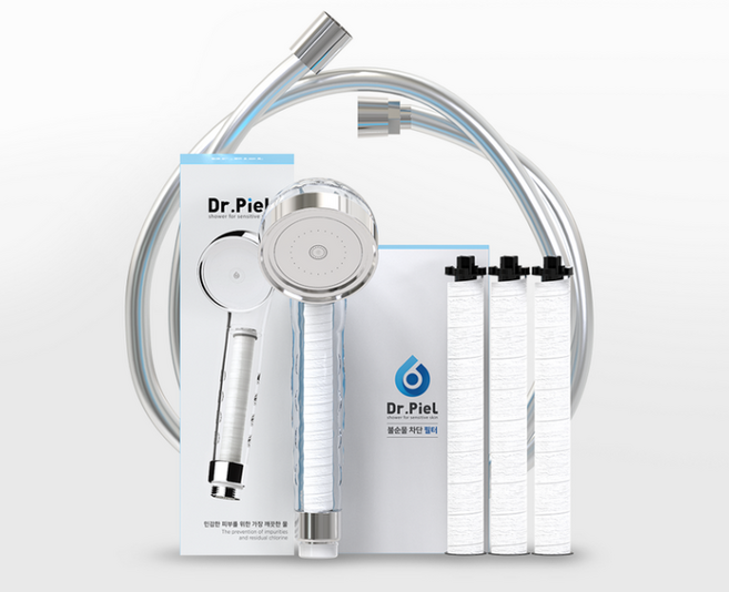 닥터피엘 샤워 선물 세트 (2중필터 샤워기 기본세트 + 에코 샤워호스(2m) + 샤워기 1차필터 3EA), 1세트