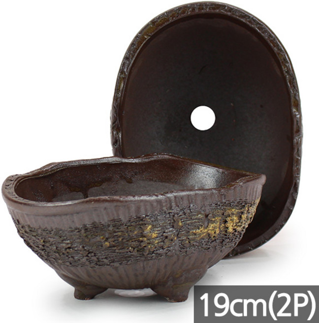 세인화분 국산 맹 타원 옹기 수제 화분 - 중형 대형 다육화분 다육이화분 분재화분, 2개, B.맹타원(중형)