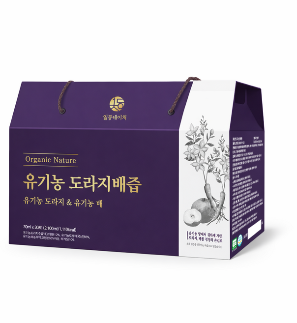 일등네이처 유기농 배도라지즙 국산 도라지배즙 100% 어른 어린이 환절기 도라지즙, 70ml, 30개, 30개