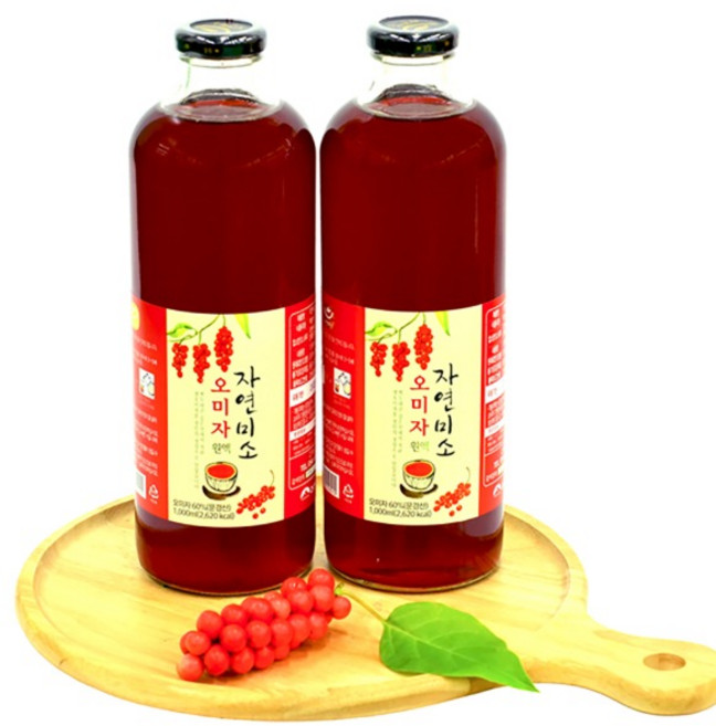 오미자원액1리터2병 오미자60% 정백당40%, 1L, 상세페이지 참조