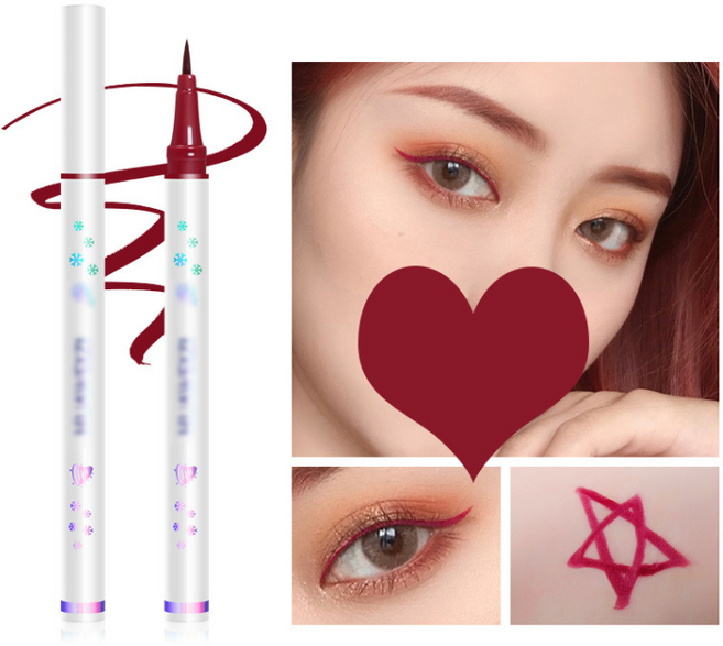 Big seashells 컬러 아이라이너 땀 방지 달콤 큐티 아이라이너 컬러 브라운 아이라이너, 1개, 레드