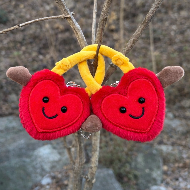 유니워니하니 사랑의 자물쇠 하트 인형 커플 키링 세트 2개