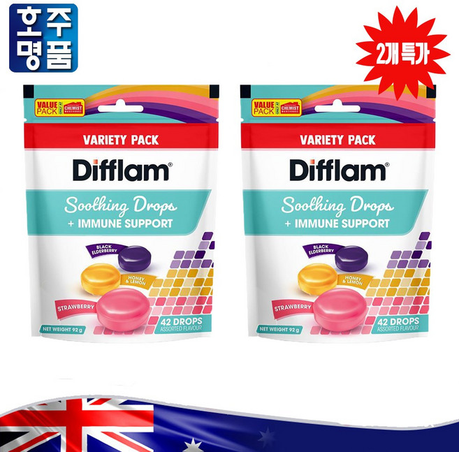 디플람 3가지 다양한 맛 드롭스 목캔디 2통, 2개, 42회분