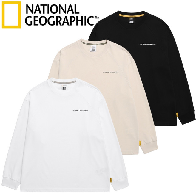 [매장발송]내셔널지오그래픽 공용 긴팔티 냉감소재 세미오버핏 티셔츠 상의