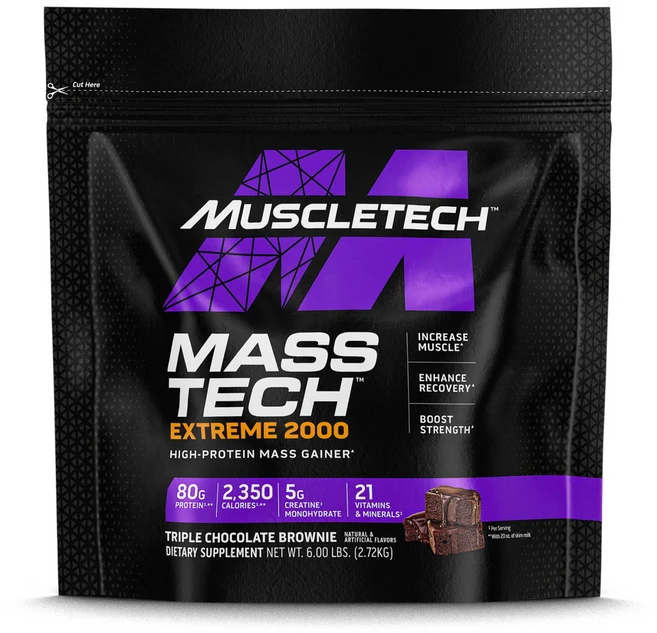 머슬테크 MuscleTech Mass Tech Extreme 2020 트리플 초콜릿 브라우니 2.72kg (6lbs) MSC-71696, 1개 - 쿠팡
