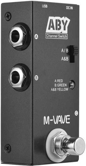 M-VAVE ABY 라인 선택기 스위치 미니 기타 이펙트 페달 트루 바이패스 채널 액세서리, 01 Black, 1개