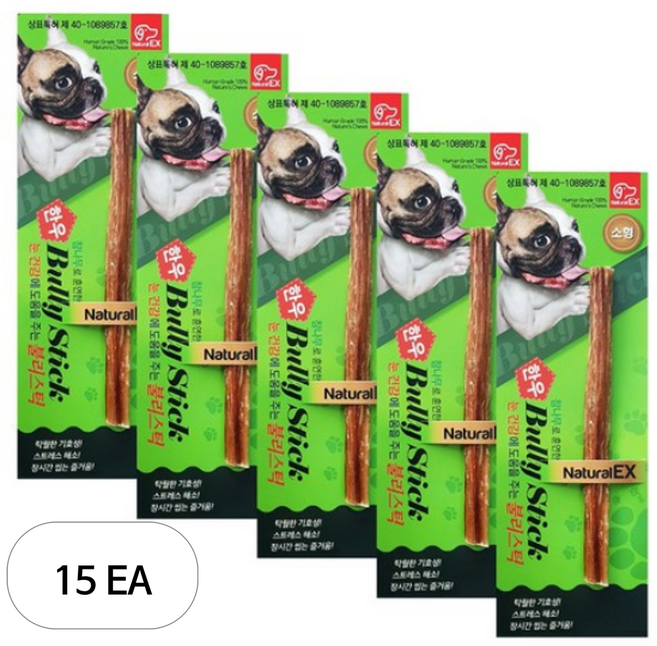 네츄럴이엑스 강아지 불리스틱 간식 소형, 한우, 5g, 15개