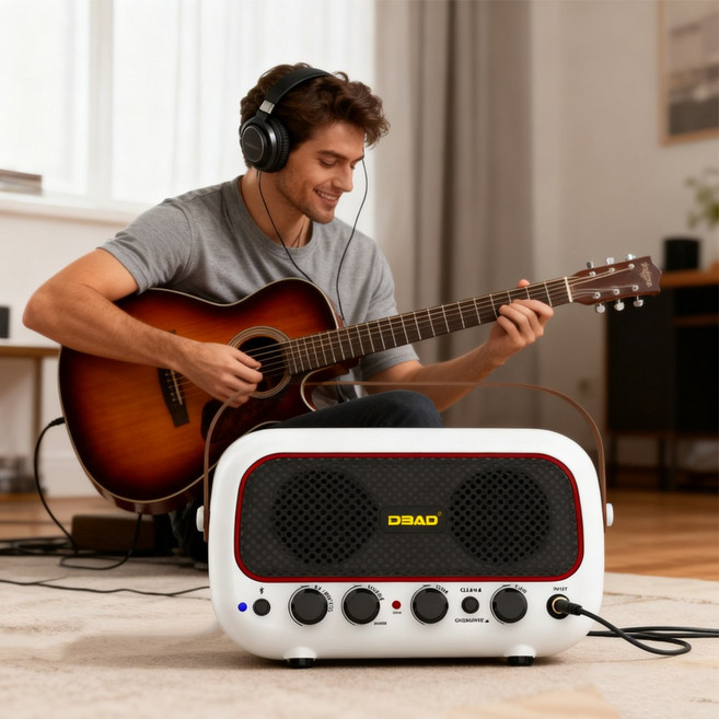 기타 베이스 블루투스 스피커 스 휴대용 미니 스피커 일렉기타 앰프, 1개, MY-01, 흰색