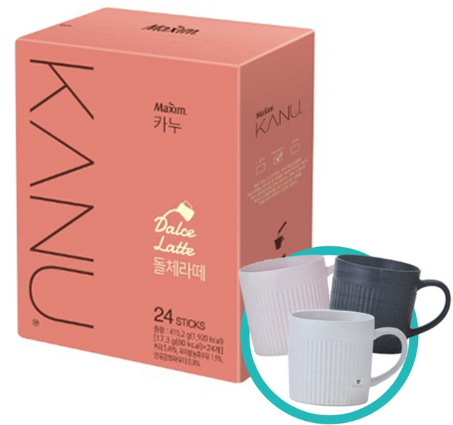 맥심 카누 돌체 라떼 24T + 머그컵, 415.2g, 24개입