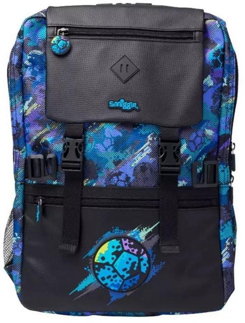 smiggle 澳洲 書包 史迪奇 休閒包 雙肩包 小學生 減壓背包, 藍色急速足球雙扣書包（45x32cm）