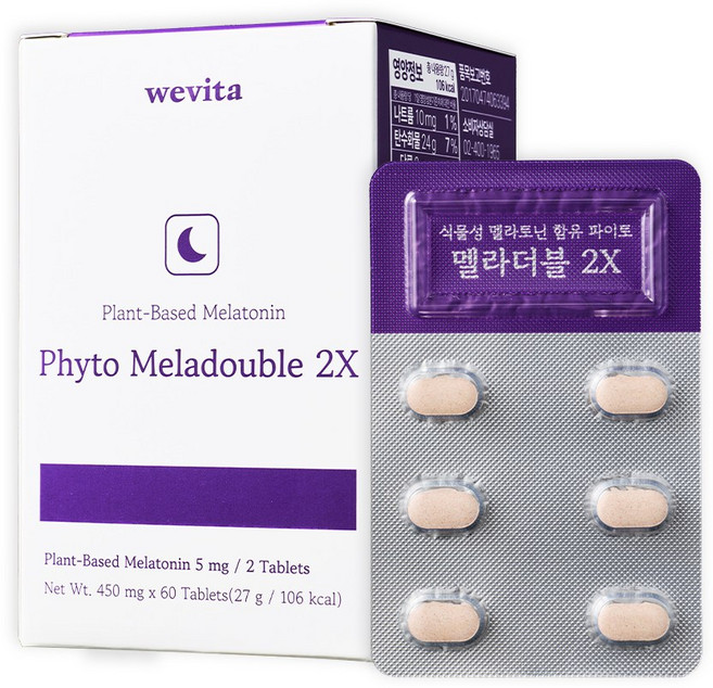 식물성 멜라토닌 5mg 고함량 HACCP 위비타 멜라더블 1개월분, 1개, 60정