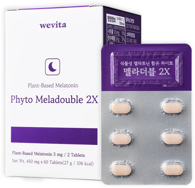 식물성 멜라토닌 5mg 고함량 HACCP 위비타 멜라더블 1개월분, 1개, 60정 - 쿠팡