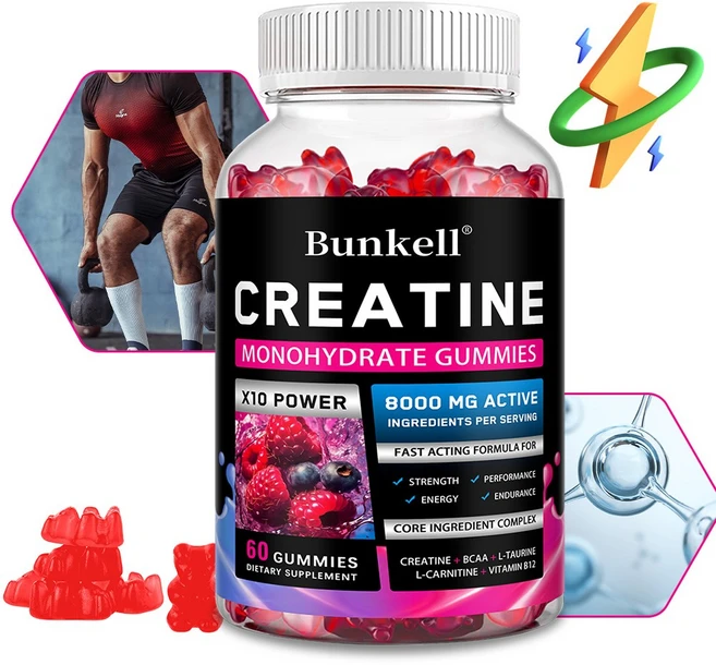 크레아틴 젤리 - 8000mg 운동 전/후 복용 헬스 파워 근육 성장 에너지 보충제 제공, 1개, 60회분 - 쿠팡