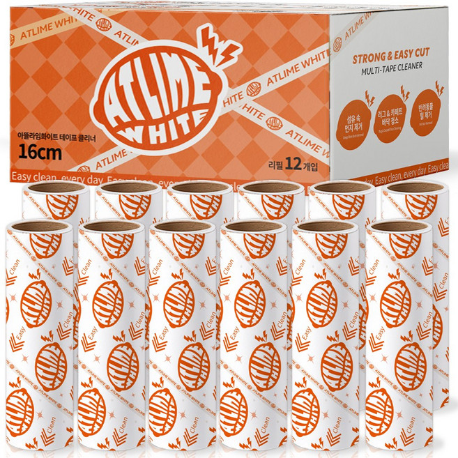 아뜰라임화이트 초강력 사선 컷팅 테이프 클리너 16cm 리필 세트, 12개
