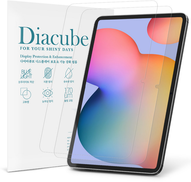 다이아큐브 갤럭시탭 S6 Lite 10.4 프리미엄 고화질 저반사 AR 액정보호필름 간편부착, 저반사 고화질 AR 액정보호필름, 2개