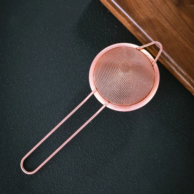304 스테인레스 스틸 필터 스크린 얼음 필터 칵테일 만들기 도구 햇볕에 건조하는 그물 더블 스트레이너, 01 빠른, 03 9cm copper color