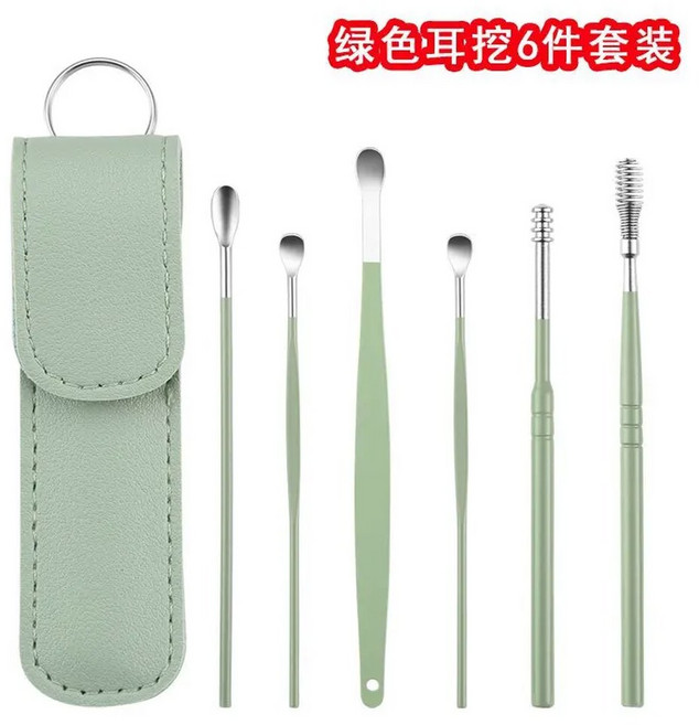 스테인레스 스틸 파기 청소 가죽 숟가락 특종 관리 건강 따기 양방향 도구 6PC 나선형 커버 세트, 07 10-PQGN, 1개