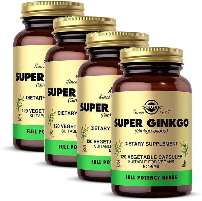 Solgar 슈퍼 징코 120 식물성 캡슐 은행나무 추출물 x 4, 120정, 4개 - 쿠팡