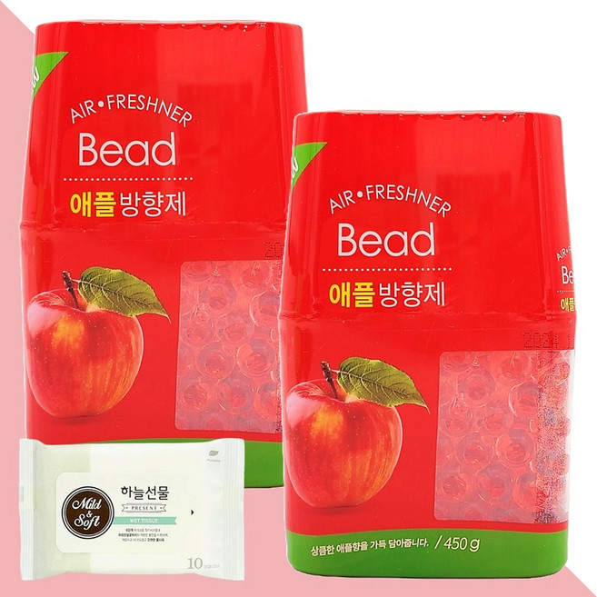 에어 프레쉬너 비드 애플 방향제 450g 2개(+휴대용 물티슈 1개)