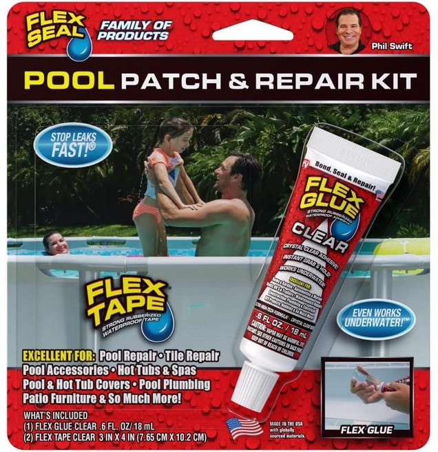 Flex Seal 액체 고무 코팅제 플렉스씰 수영장 패치 수리 키트 초강력 방수 욕조 스파 타일, 1개