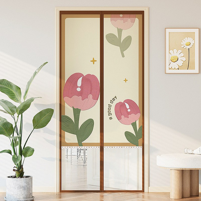 방일 현관문 방문 반투명 모기방지 메쉬 문발 세트 일체형 자석 프리미엄 모기장 + 찍찍이테이프 + 오픈고정자석, A