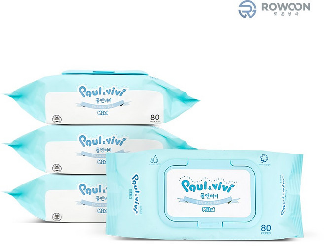 폴앤비비 물티슈 마일드 캡형 80매10팩 저자극물티슈 다용도 물티슈, 10개, 80매
