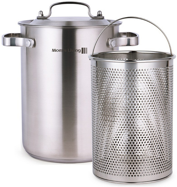 인덕션용 스텐304 IH 멀티팟 계란삶기 샤브샤브 오뎅탕 어묵탕 꼬치어묵 냄비, 실버, 1개, 21.5cm, 4.3리터(양수.스텐뚜껑)