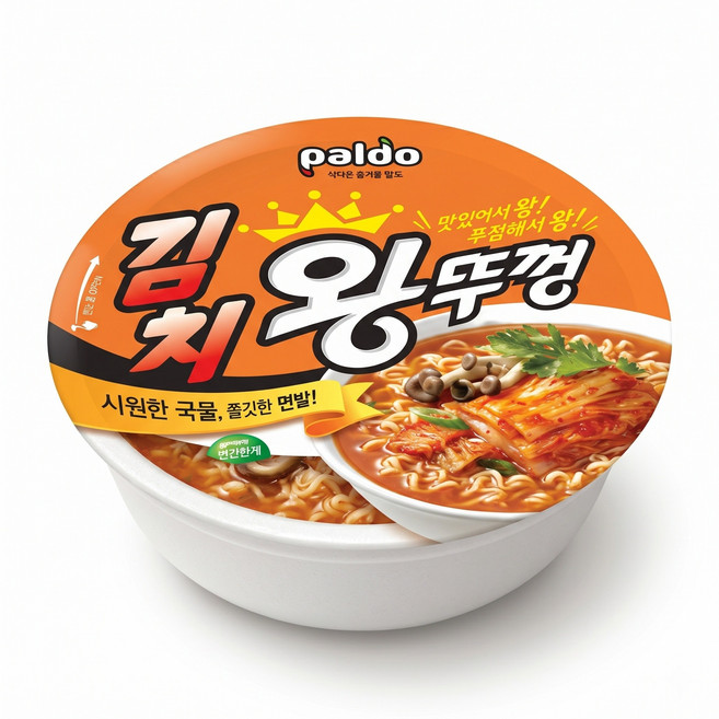 팔도 컵라면 4종 (왕뚜껑 5개+김치왕뚜껑 5개+짬뽕왕뚜껑 5개+킹뚜껑 3개), 18개, 110g