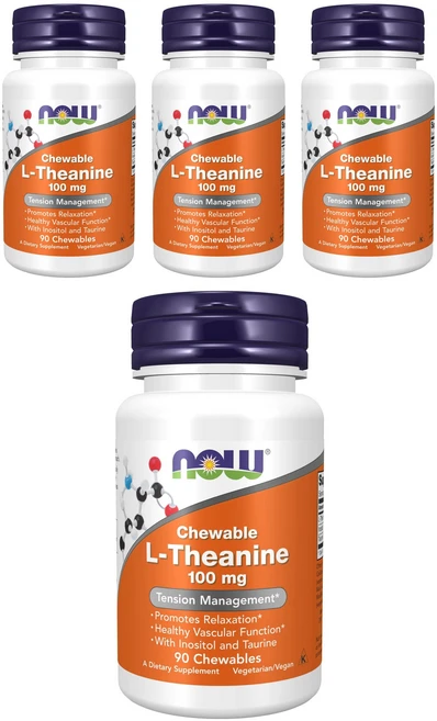 나우푸드 L-테아닌 100mg 츄어블 비건, 90정, 4개 - 쿠팡