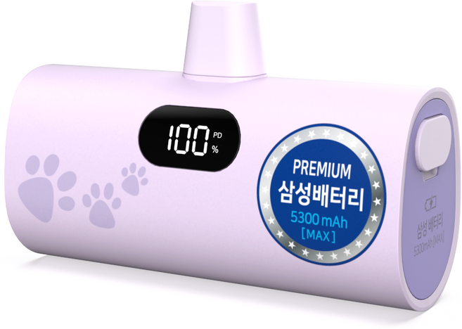 티앤알 삼성배터리셀 도킹형 국산 보조배터리 5000mAh 22.5W P-5300B, 라벤더, P-5300B(C타입)