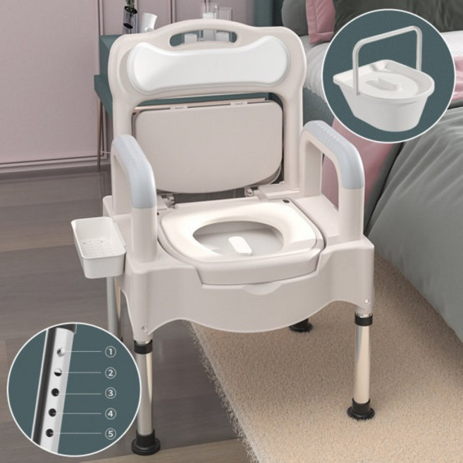 유수유통 이동식 좌변기 환자용 변기 노인 휴대용 변기의자, 브라운, 1개