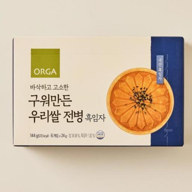 올가 구워만든 우리쌀 전병 흑임자(24gx6개입 ), ORGA 올가 구워만든 우리쌀 전병 흑임자 144g, 144g, 2개