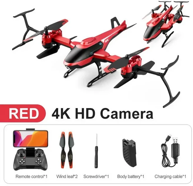 V10 Rc 드론 4k HD 카메라 Fpv 헬리콥터 Quadcopter Toys, 01 V10 Red HD camera