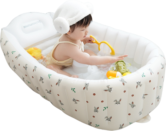 맘스픽 프리미엄 유아용 소프트욕조 접이식, 토끼