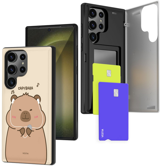 베스티아 갤럭시 썸머 애니멀 디자인 마그네틱 간편 카드수납 도어 범퍼케이스