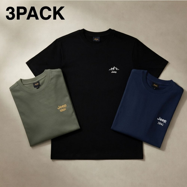 지프 JEEP 반팔티 3장세트 티셔츠 남녀공용 매장정품