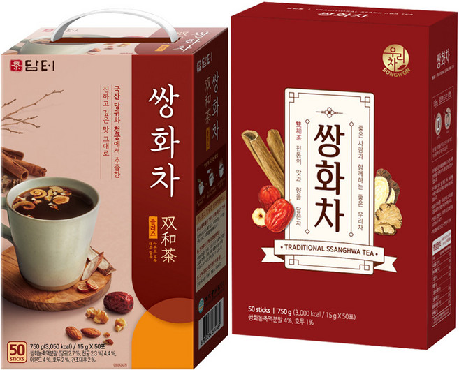 담터 쌍화차 50T +송원 쌍화차 50T, 15g, 2개, 50개