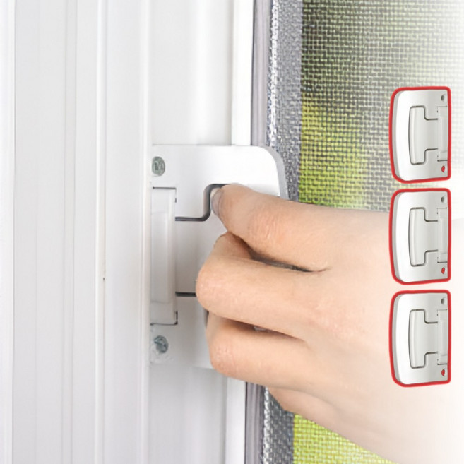 주니르 열리지 않는 방충망 잠금장치 베란다 아파트 안전, 화이트, 3개