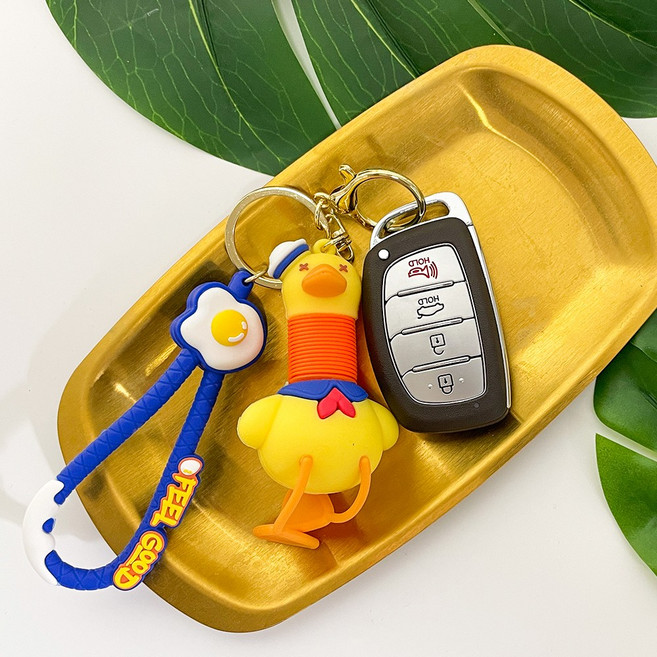 굿프 팝튜브 귀여운 세일러 오리 인형 키링 열쇠고리 키홀더, 1개, 오렌지