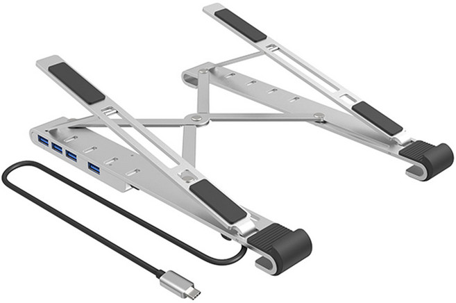 넷메이트 접이식 노트북 거치대 USB허브 NM-MHS01, 1개