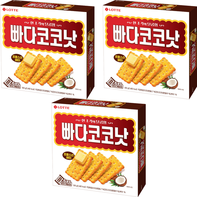 롯데제과 빠다코코낫, 3개, 곽, 300g