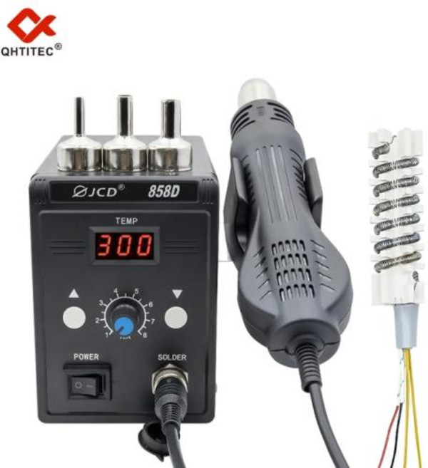 용접기 열풍기 무선히팅건 핫툴 전기열풍기 JCD 핫 에어 건 858D BGA 재작업 납땜 스테이션 송풍기 헤어 드라이어 히트 SMD SMT 용접 수리용 220V, 2) 110V US Plug - 858D KIT2, 1개