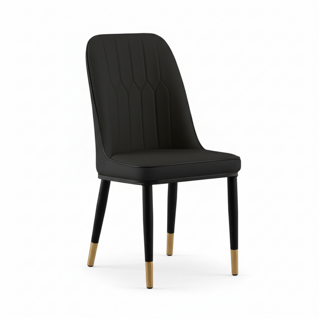 好的家居 北歐皮革撞色餐椅, 黑, 1件