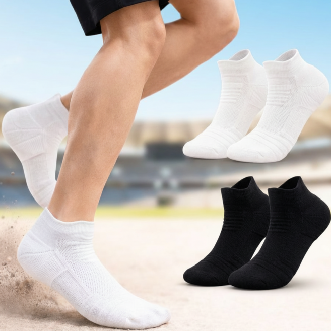 실리마켓 족저근막염 뒤꿈치 패드 기능성 이중 쿠션 두꺼운 스포츠 양말 통증 완화, 5세트, 블랙