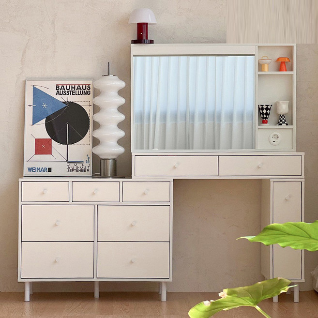 파로마 홈즈 블랑 3단 7칸 화이트 화장대 LED거울 HPN350-1, 상세 설명 참조